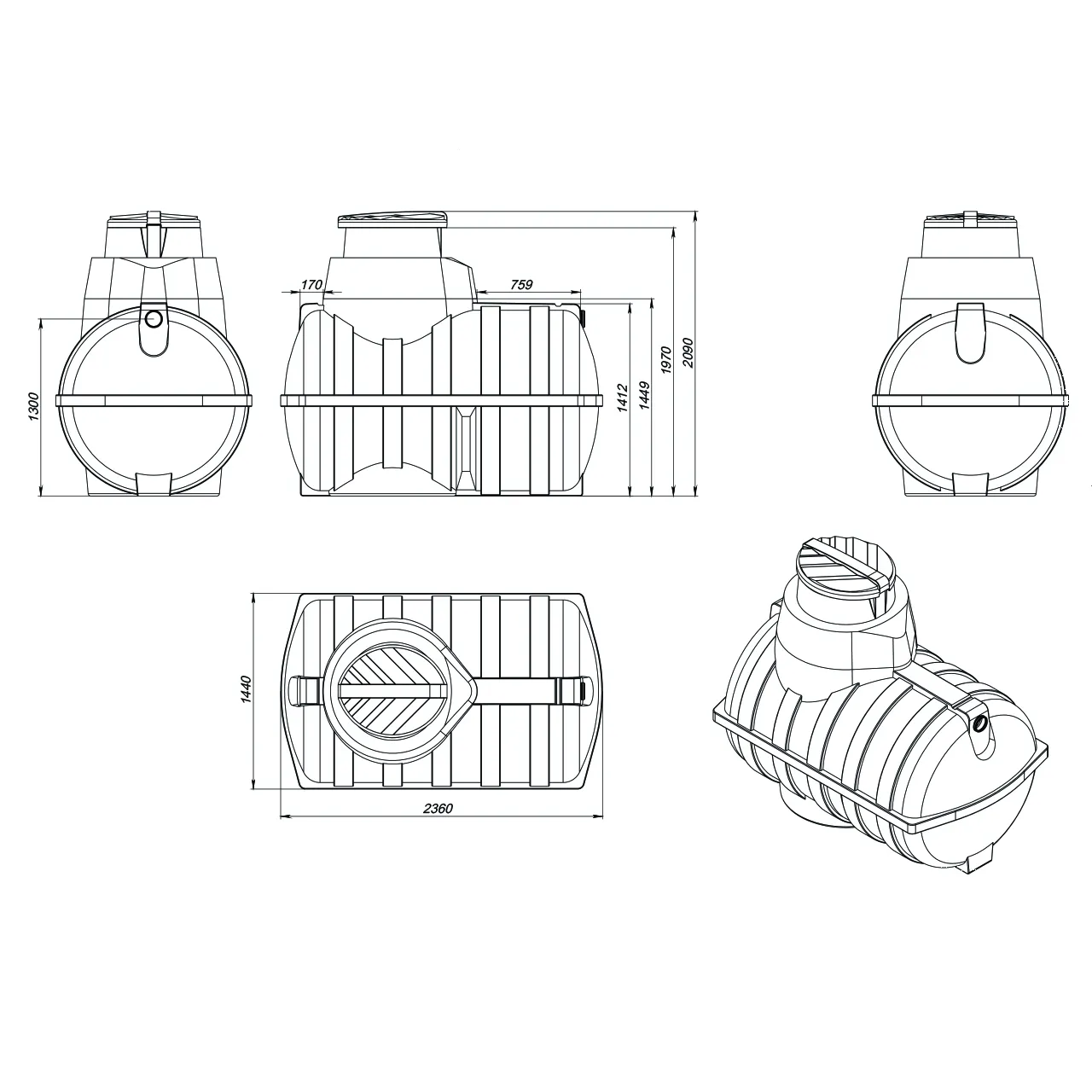 Емкость подземная Rostok U 3000л